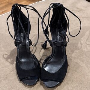 White House Black Market Black Lace-Up Heels size 8